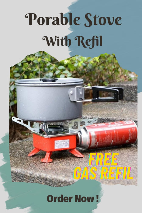 Portable Camping Stainless Steel Stove With Gas Can Stainless Steel Automatic Gas Stove (with Free Gas Can)