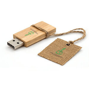 Bamboo Swivel USB with Jute Tag