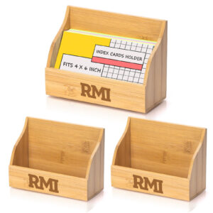 Bamboo Desk Card Organizer Box