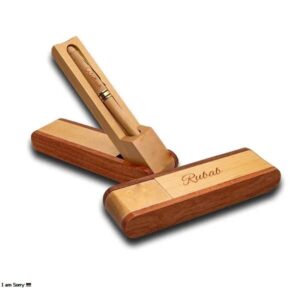 Bamboo Desk Pen Stand Set