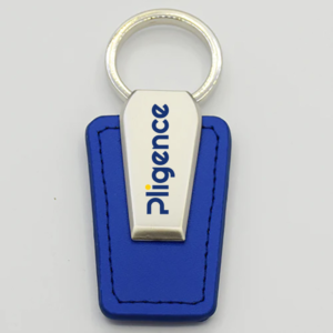 Corporate Metal Leather Keychain (Blue)