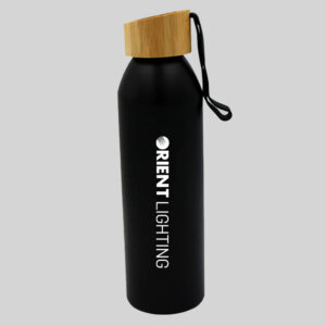 Matte Black Bottle with Bamboo Lid