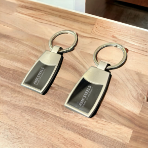 Modern Dual Metal Keychain Set