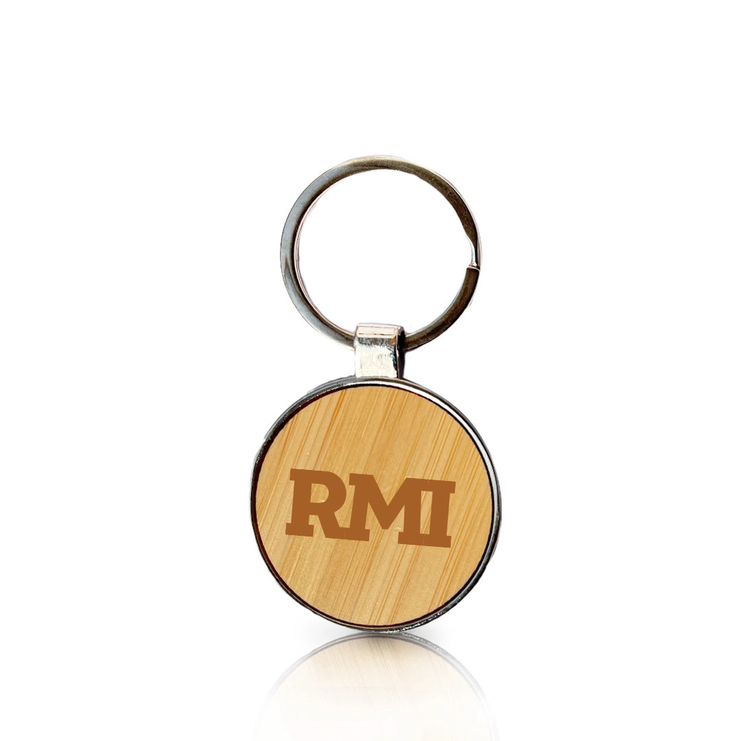 Round Bamboo Engraved Keychain