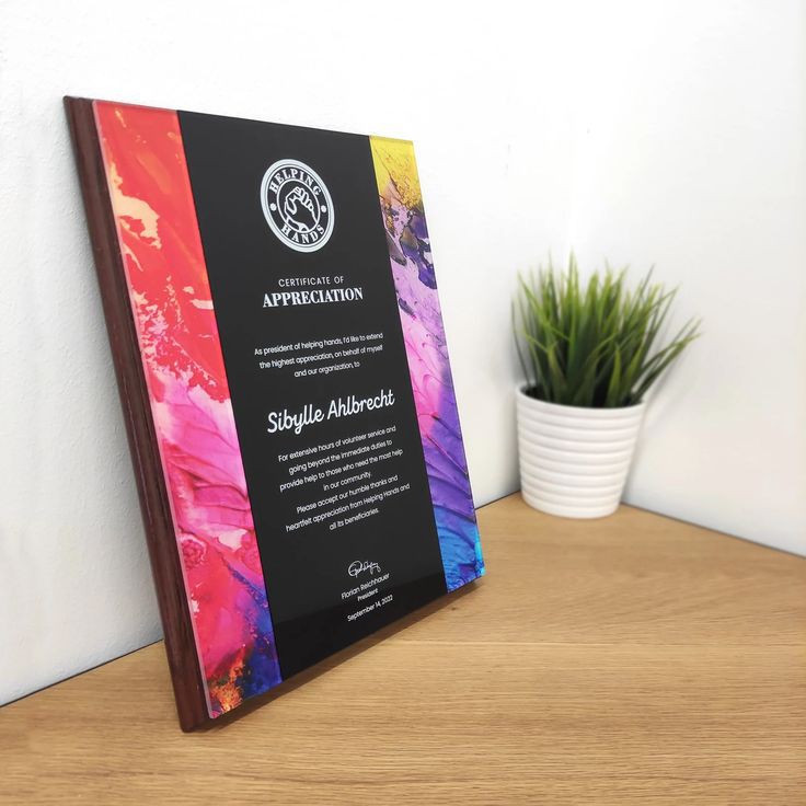 Vibrant Canvas Art Achievement Plaque