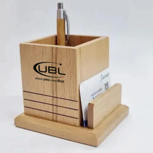 Wooden Pen & Card Holder Organizer